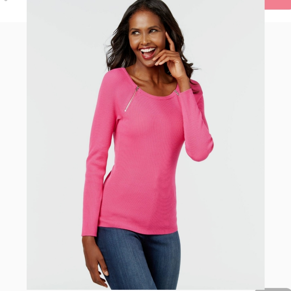 💗💞INC 💞💗Double Zip Ribbed Sweater NWT
